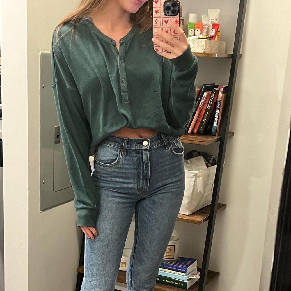 UO Green Henley Top